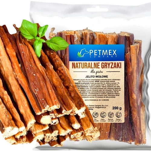 Przysmak naturalny gryzak dla psa Suszone Jelita Wołowe Petmex 100g