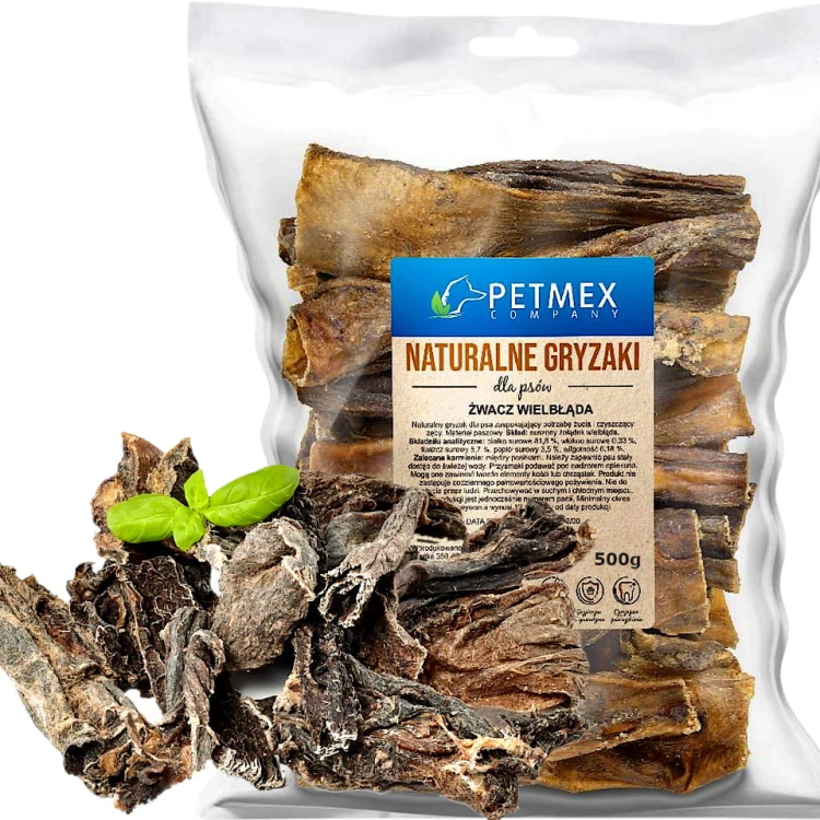 Przysmak, naturalny gryzak dla psa Suszone Żwacze Wielbłąda Petmex 500g