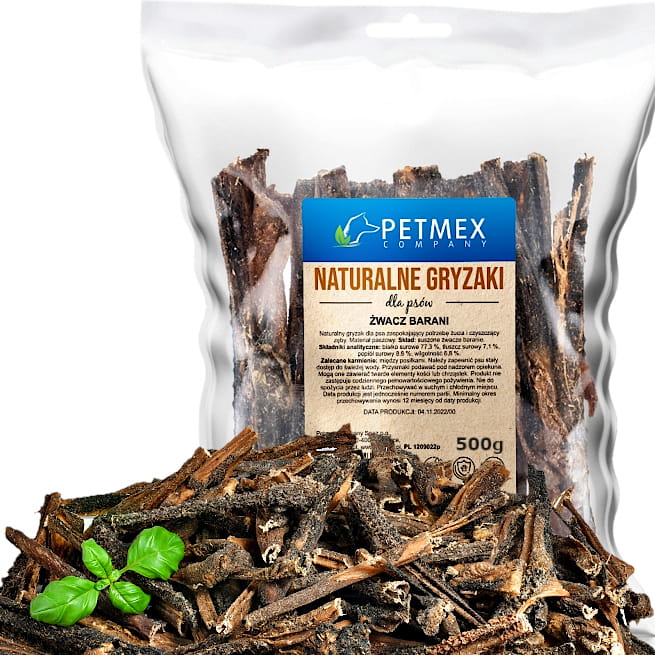 Przysmak naturalny gryzak dla psa Suszone Żwacze Baranie Petmex 500g