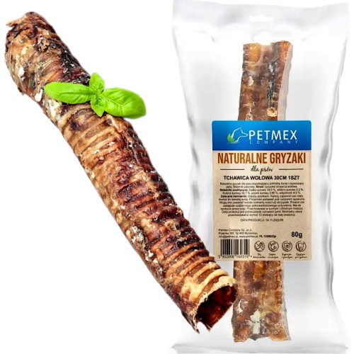 Przysmak, naturalny gryzak dla psa Tchawica Wołowa Petmex 30cm, 1szt.