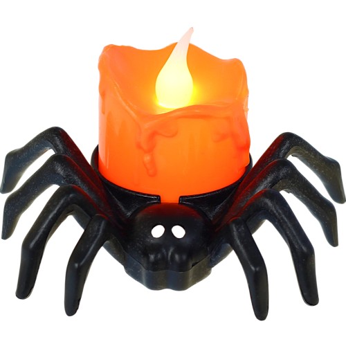Lampka, świeca, świeczka LED z bateriami na Halloween Pająk