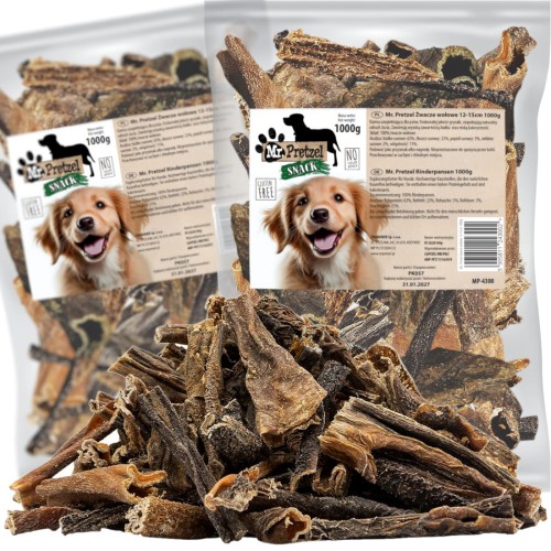 Przysmak, naturalny gryzak dla psa Suszone Żwacze Wołowe Mr. Pretzel 2x1kg