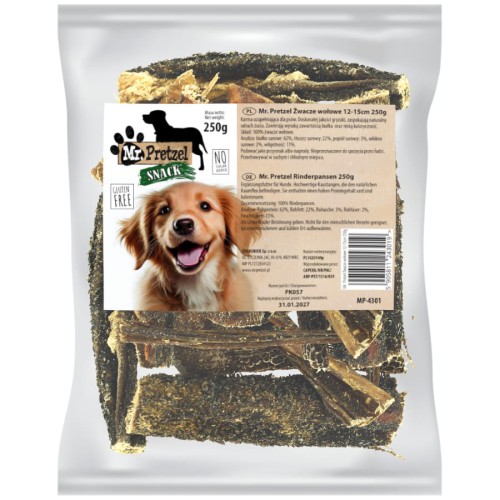 Przysmak, naturalny gryzak dla psa Suszone Żwacze Wołowe Mr. Pretzel 250g