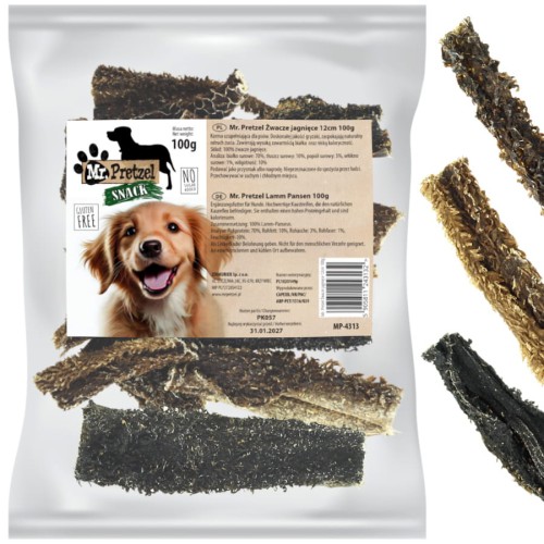 Przysmak, naturalny gryzak dla psa Suszone Żwacze Jagnięce Mr. Pretzel 100g