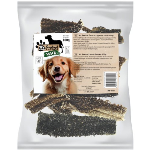 Przysmak, naturalny gryzak dla psa Suszone Żwacze Jagnięce Mr. Pretzel 100g