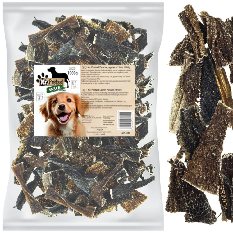 Przysmak, naturalny gryzak dla psa Suszone Żwacze Jagnięce Mr. Pretzel 1kg