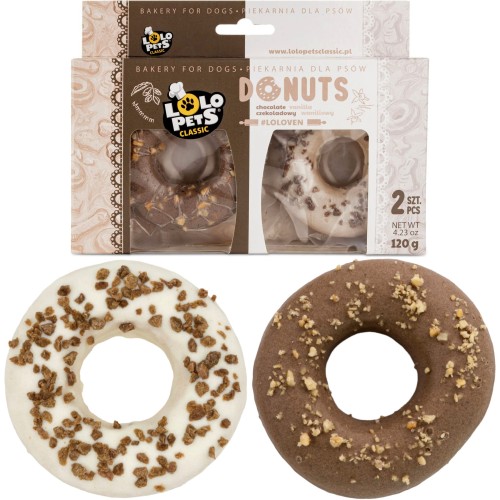 Przysmak dla psa Pączki Waniliowe i Czekoladowo-Orzechowe Donuts Lolo Pets