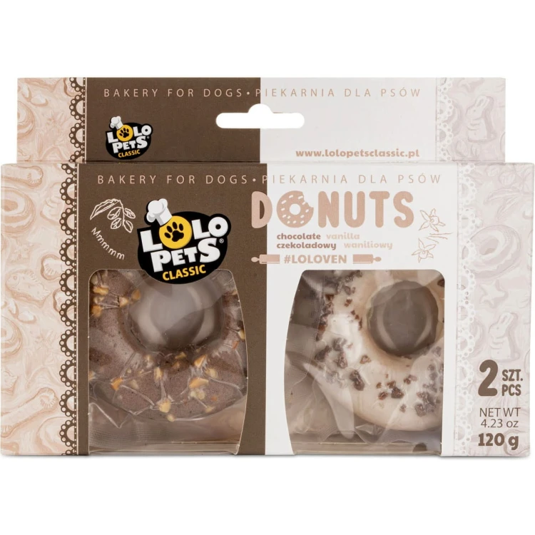 Przysmak dla psa Pączki Waniliowe i Czekoladowo-Orzechowe Donuts Lolo Pets