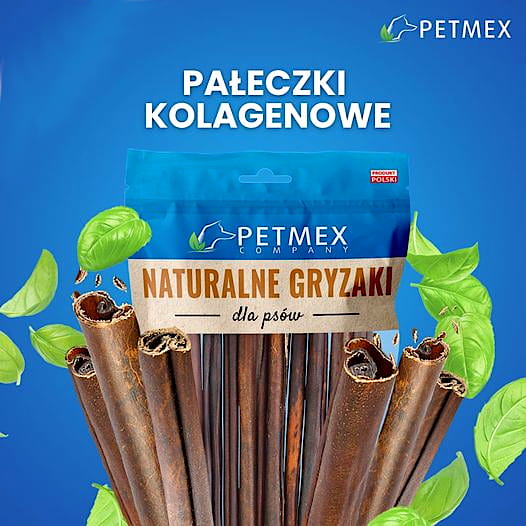Przysmak naturalny gryzak psa Wołowe Suszone Pałki Kolagenowe Petmex 20szt.