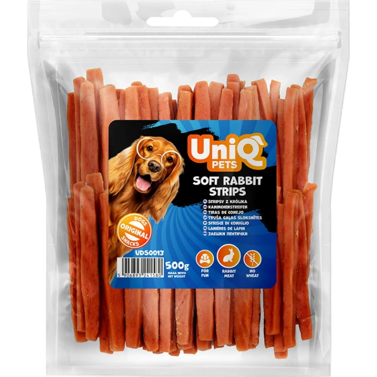 Przysmak, przekąska dla psa Paski stripsy z Królika UniQ Pets 500g