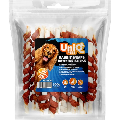 Przysmak, przekąska dla psa Patyki Zawijasy z Królikiem UniQ Pets 500g