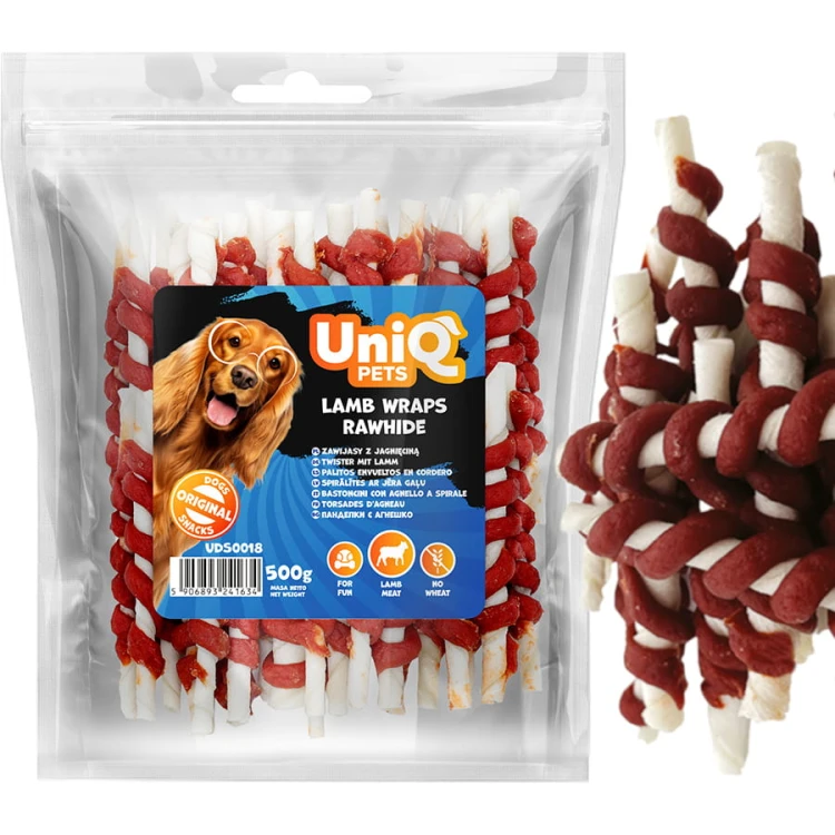 Przysmak, przekąska dla psa Patyki Zawijasy z Jagnięciną UniQ Pets 500g
