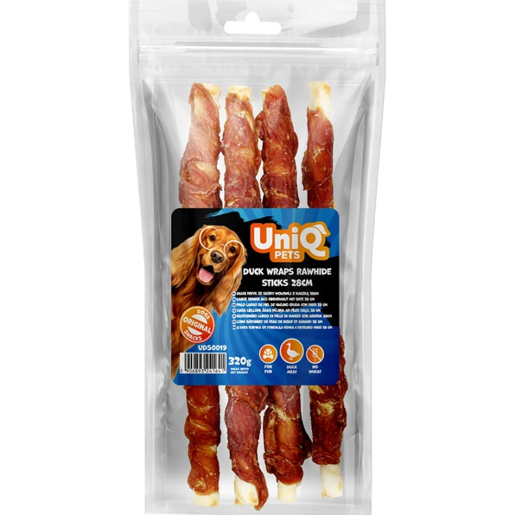Długie patyki ze skóry z Kaczką UniQ Pets 4 szt.