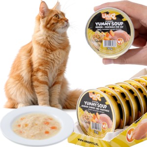 Karma mokra dla kota Rosół z Kurczaka i Warzyw Yummy Soup UniQ Pets 8x30g
