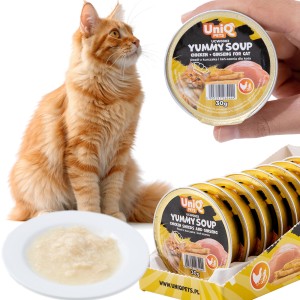Karma mokra dla kota Rosół z Kurczaka i żeń-szenia Yummy Soup UniQ Pets 8x30g
