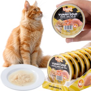 Karma mokra dla kota Rosół z Kurczaka i Kryla Yummy Soup UniQ Pets 8x30g