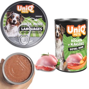 Karma mokra dla Psa, puszka UniQ Pets Royal Duck Kaczka 375g