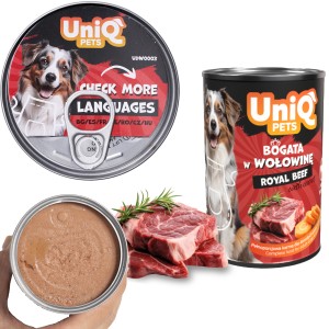 Karma mokra dla Psa, puszka UniQ Pets Royal Beef Wołowina 375g