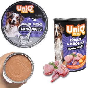 Karma mokra dla Psa, puszka UniQ Pets Royal Rabbit Królik 375g