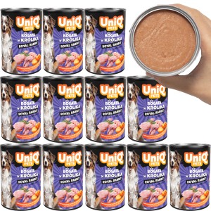 Karma mokra dla Psa, puszka UniQ Pets Royal Rabbit Królik 4,5kg (375g x12)