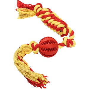 Zabawka, szarpak dla psa Piłka Dental Na Sznurku Ropy Czerwona UniQ Pets