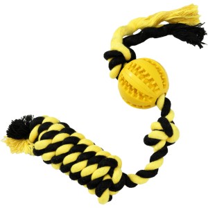 Zabawka, szarpak dla psa Piłka Dental Na Sznurku Ropy Żółta UniQ Pets