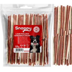 Przysmak, przekąska dla psa Kanapka z Jagnięciny i Dorsza Snappy 500g