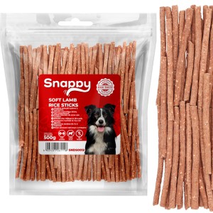 Przysmak przekąska dla psa Miękkie Pałeczki Ryżowe z Jagnięciną Snappy 500g