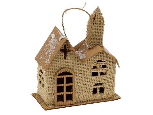 Świąteczna ozdoba choinkowa Domek jutowy