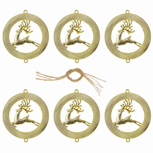 Ozdoby zawieszki na choinkę Renifery 6szt. Złote