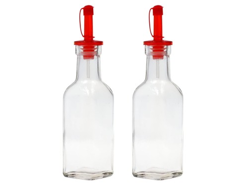 Butelka z dozownikiem na oliwę, ocet 2 szt. Czerwona