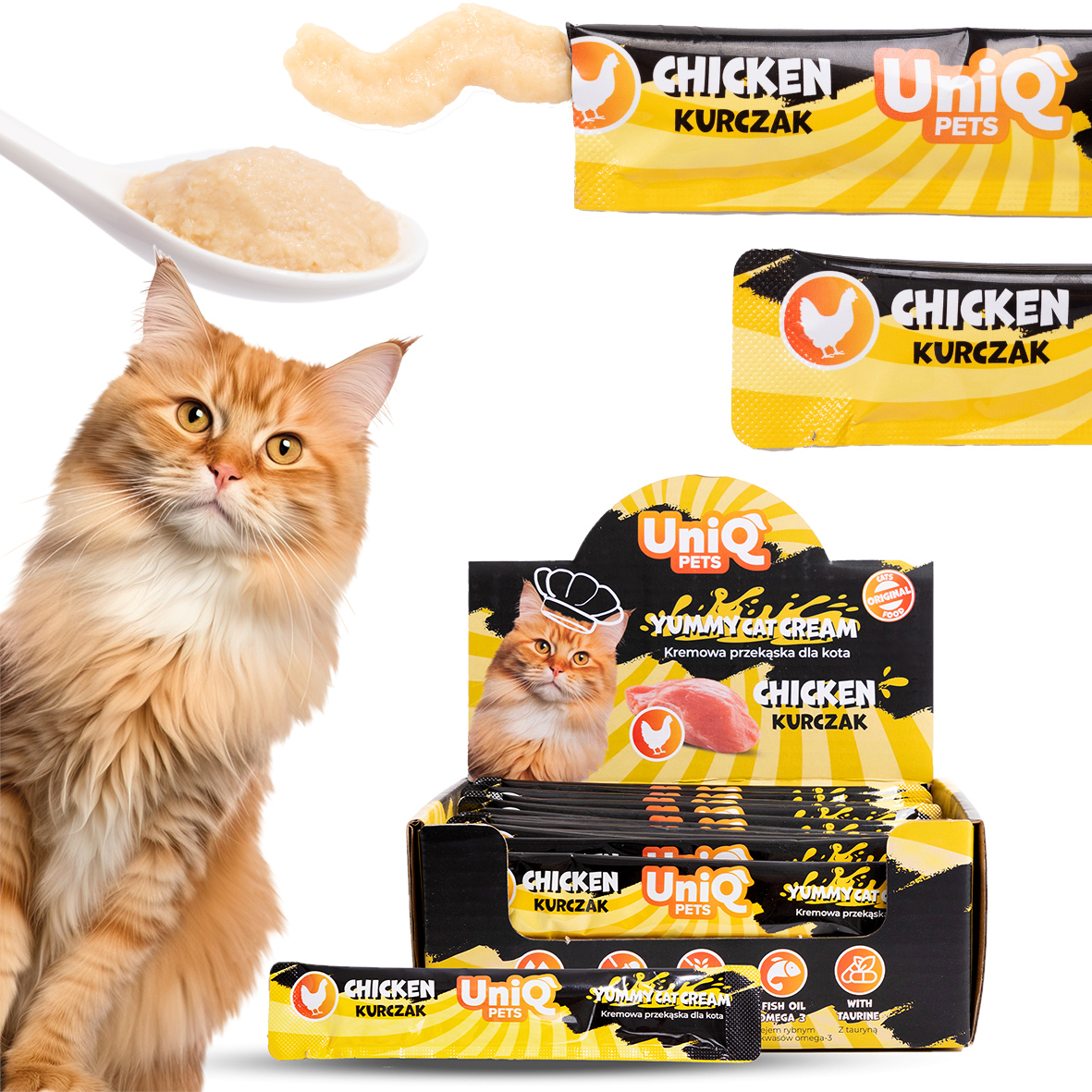 Pasta, kremowy przysmak dla kota z Kurczaka PurrCream UniQ Pets 15g - 50szt.